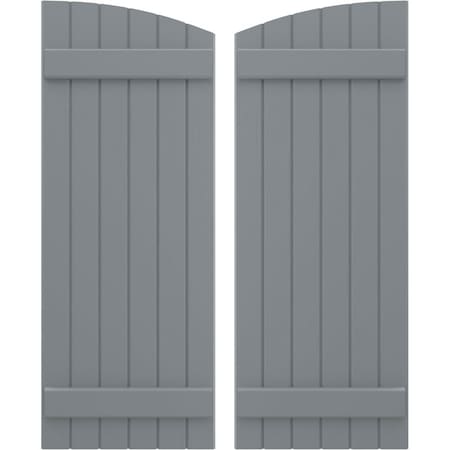 Americraft 6-Board (2 Batten) Wood Joined Board-n-Batten Shutters W/ Ellipt Top, ARW101BE621X82CHH